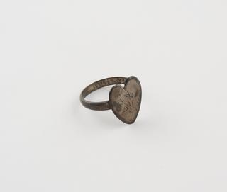 Posy ring, inscribed inside, initialled on heart