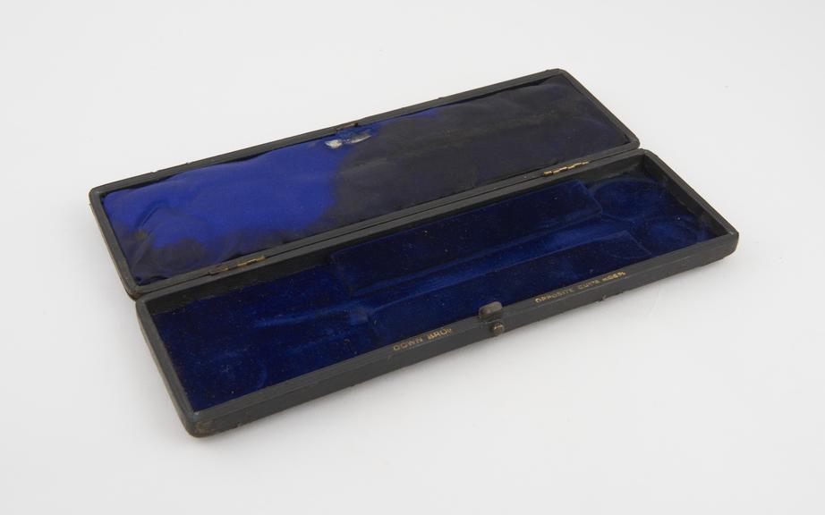 Empty case, leather, by Down Bros. of London, 1880-1920