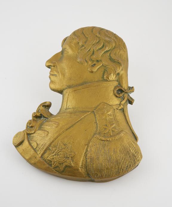 Plaster copy of a brass plaque depicting Lord Nelson