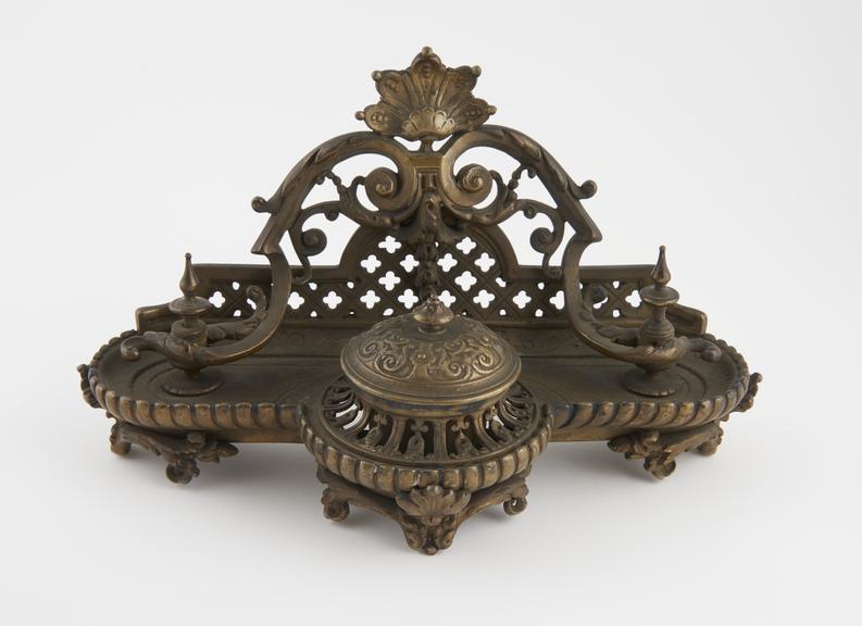 Cast brass inkstand, owned by Prof