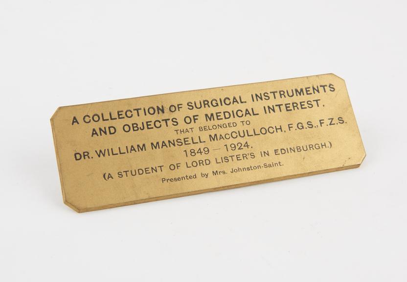 Display label for the collection of instruments and medical