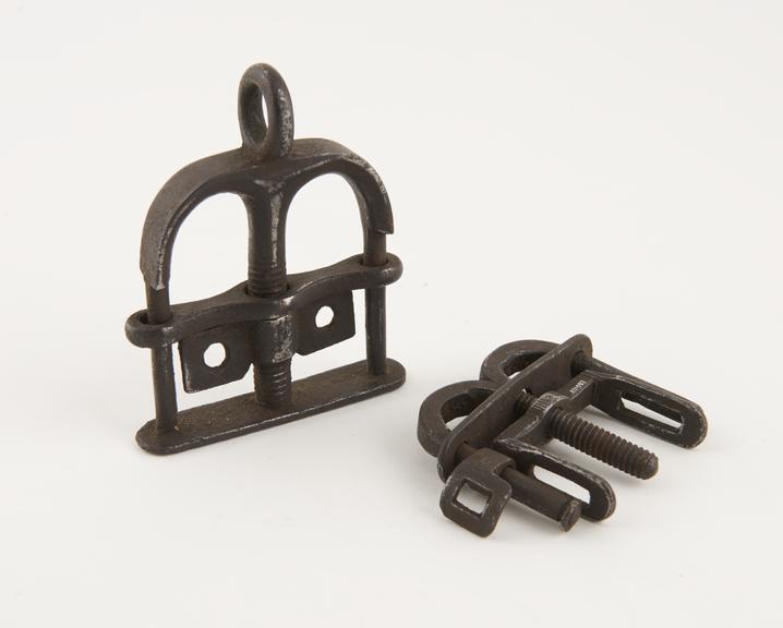 Pair of double thumbsrews, iron, probably Belgian, 1501-1800