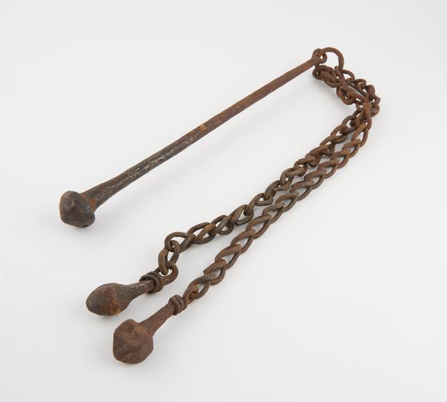 Iron flail, reputedly Indian, 18th to 19th centuries