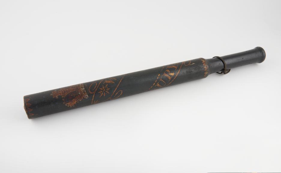 Truncheon, wood, with painted motif, English, 1800-1850