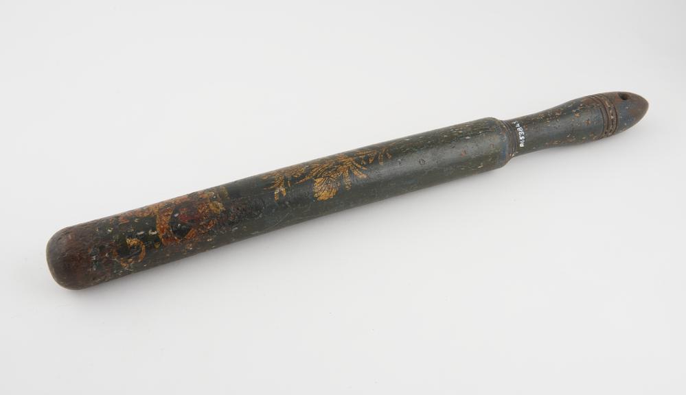 Truncheon, wood, with painted motif, English, 1800-1830