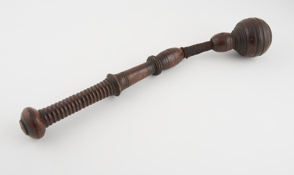 Turned cosh with flexible stem, probably English, 1750-1850