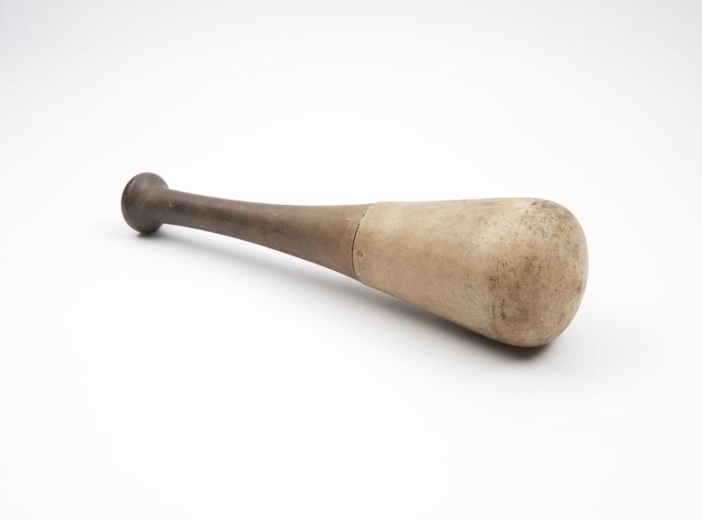 Ceramic pestle with turned wooden handle, English, 1800-1950