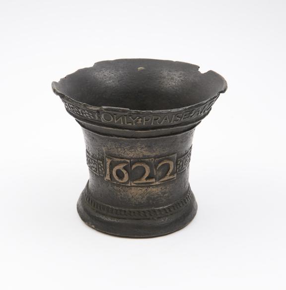 Small bell shaped bronze mortar, flared rim and foot