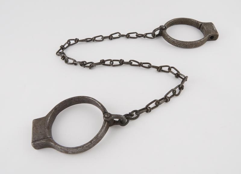 Pair of leg irons, made of iron, probably English, 19th century