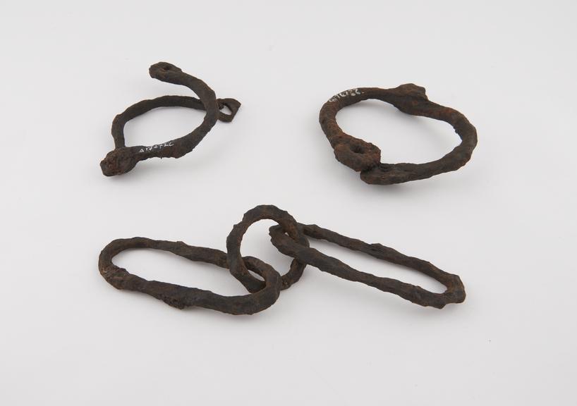 Leg irons, reputedly found at Salisbury, English, 1601-1800