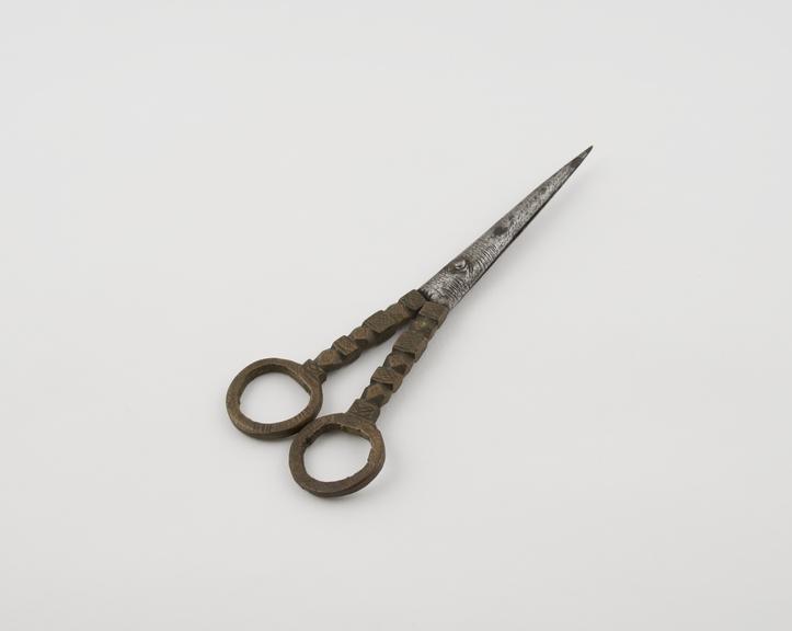 Scissors, steel, with decorated brass handles, from N.W