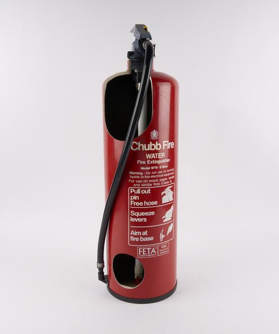 Sectioned Chubb model WT9 fire extinguisher, 1979, 9 litre