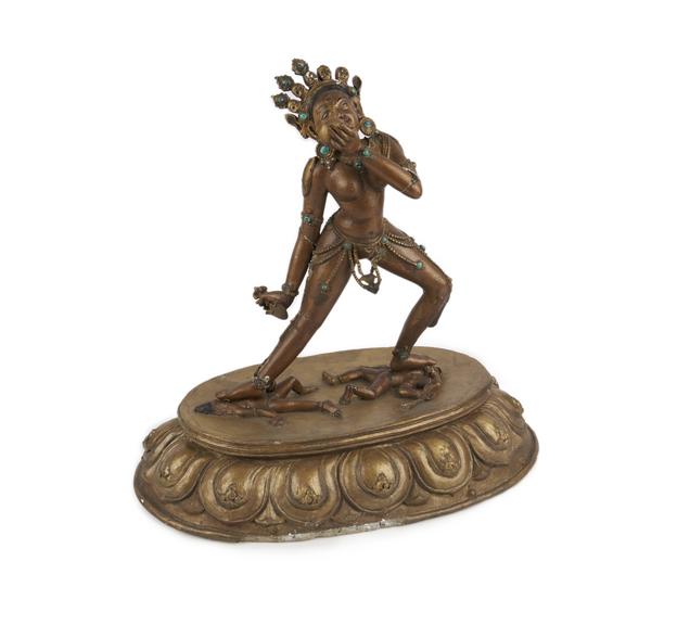 Gilt plaster buddhist statue of Vajradakirn, Tibetan, 1801-1900