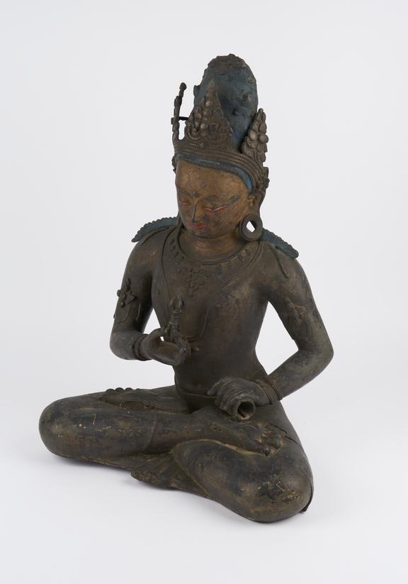 Buddhist gilt bronze statue of seated Vajrasattva, Tibetan