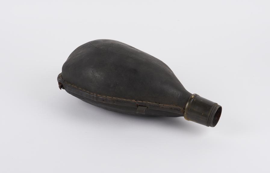 Water bottle, leather with ivory cap, designed to be carried