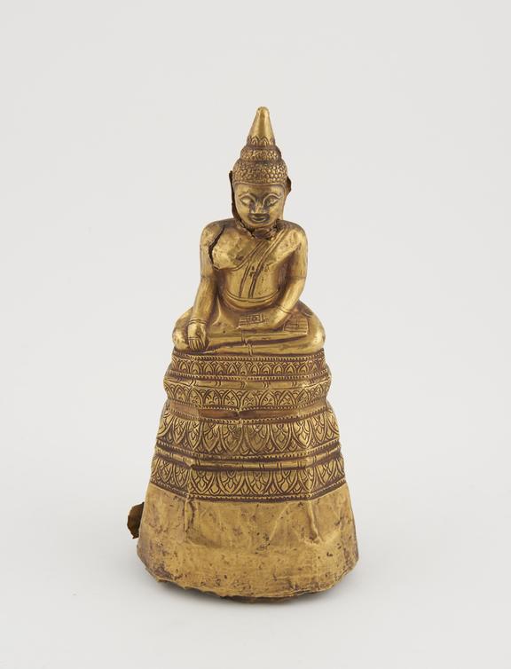 Clay covered with gold foil statue of Buddha in earth witness