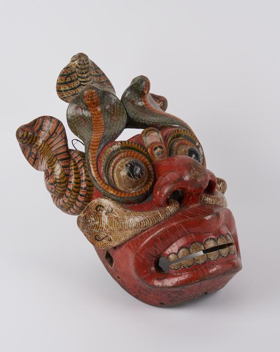 Large wooden mask, polychrome painted