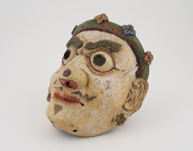 Buddhist painted wooden mask, Tibetan or Sikkimese