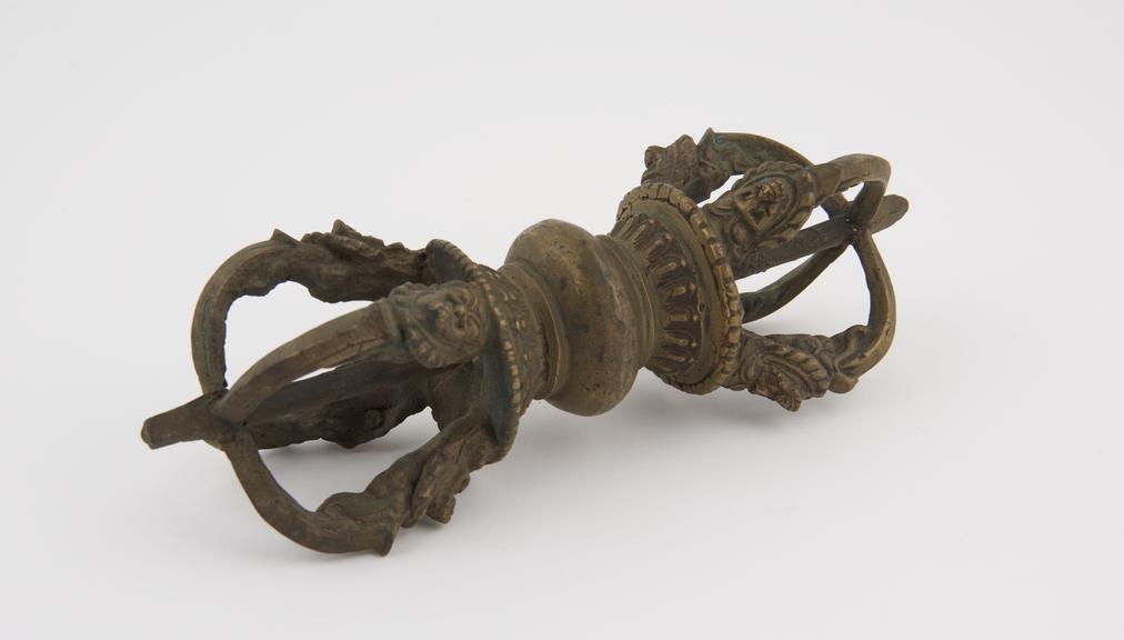 Brass buddhist ceremonial thunderbolt, called a dorge, Tibetan