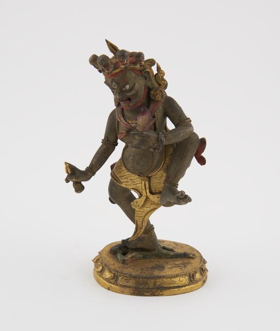 Gilt brass statue of a Buddhist demon, Tibetan, 1701-1900