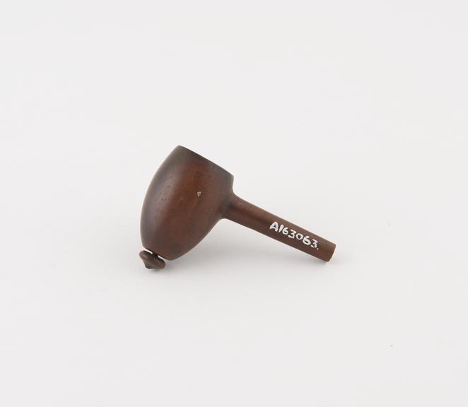 Wood tobacco pipe, bowl and short length of stem only