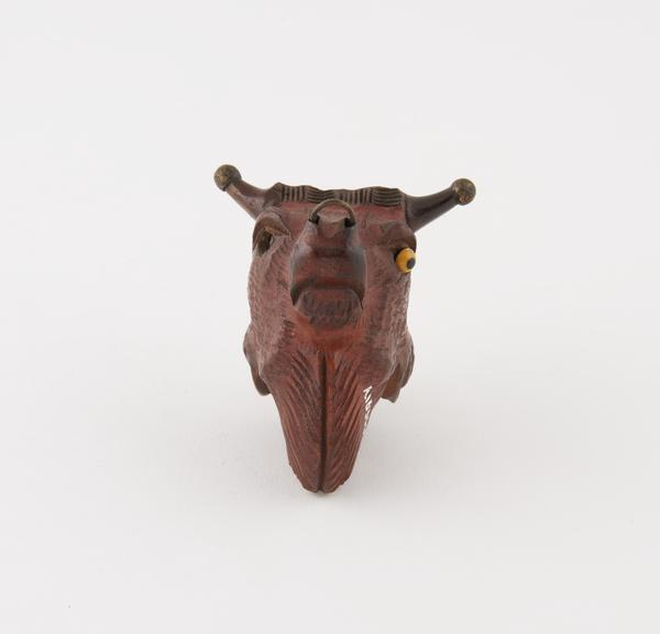 Wooden pipe, bowl only, carved in the form of a bull's head