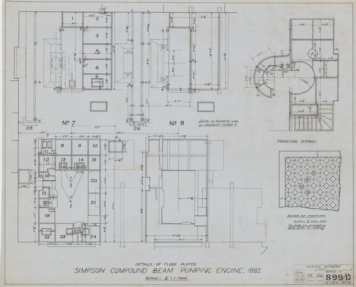 Simpson Compound Beam Pumping Engine 1882 - Details of Floor Plates