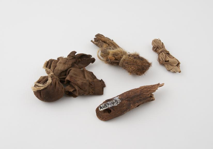 Part of medicine man's equipment, material for making charms