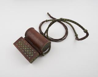 2 leather covered amulet cases