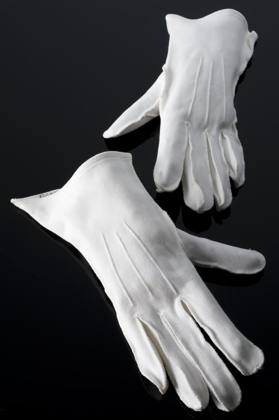 Pair of white cotton gloves worn by nurse Bonnett at St