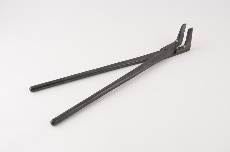 Veterinary dental forceps, crude, steel, English, 1860-1890