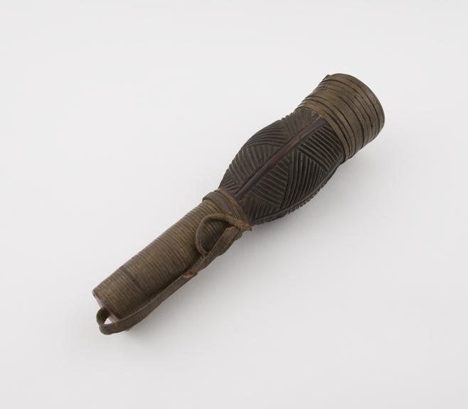 Wooden snuff flask, carved in the form of a bottle