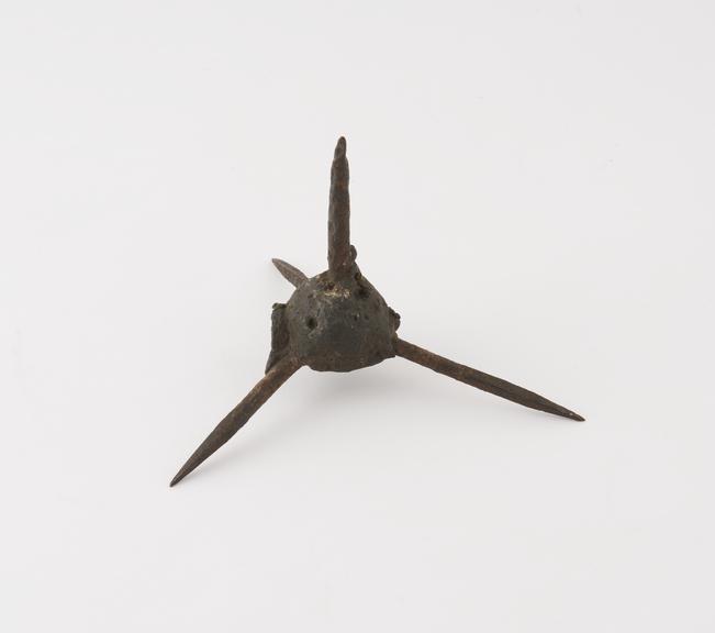 Coltrap, brass and iron, possibly English, 13th-17th century