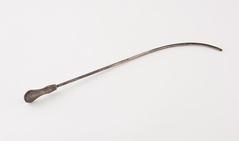 Urethral probe, silver plated brass, English, 1850-1890