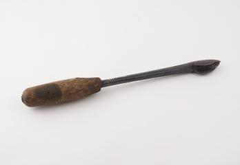Veterinary instrument, crude, steel, wooden handle