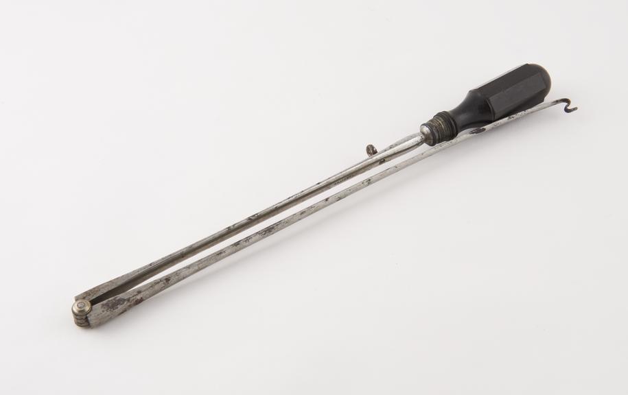 Uterine polypus snare (?), steel and ebony, by Charriere, Paris