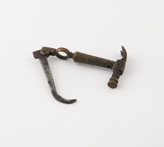 Hammer and pick, steel and brass, 19th century