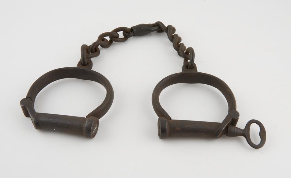 Leg irons, made of iron, probably English, 19th century