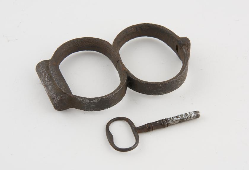 Handcuffs, iron, probably English, 19th century