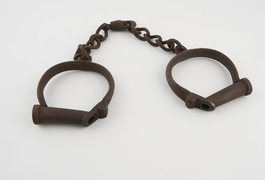 Leg irons, by Hiatt, English, 1800-1860