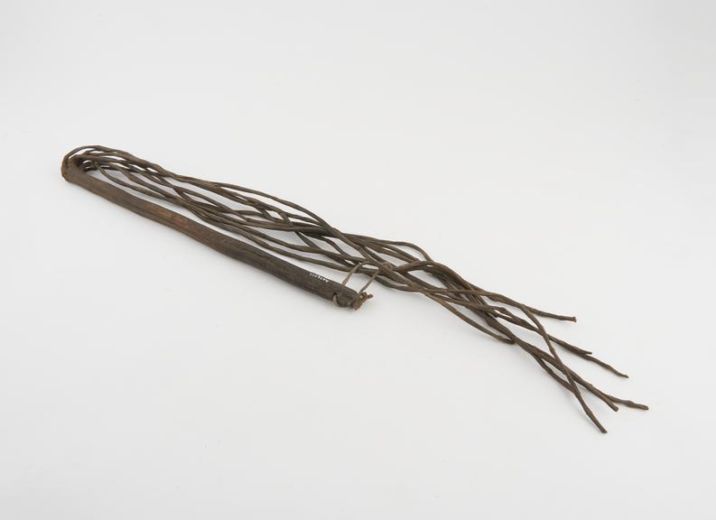 Slave whip with 8 flails, ?rhinoceros hide, possibly African