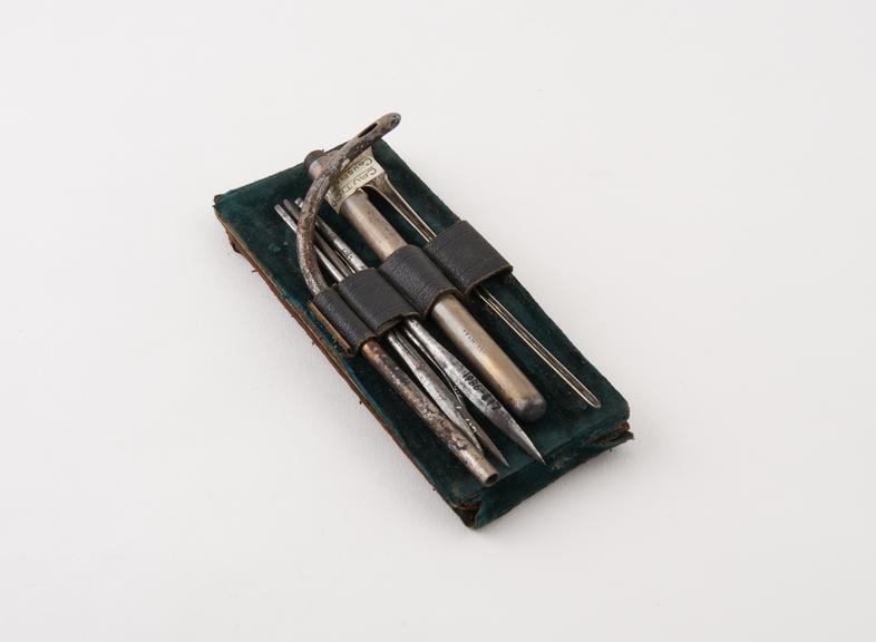 Pocket veterinary instrument set, incomplete, English, c.1890