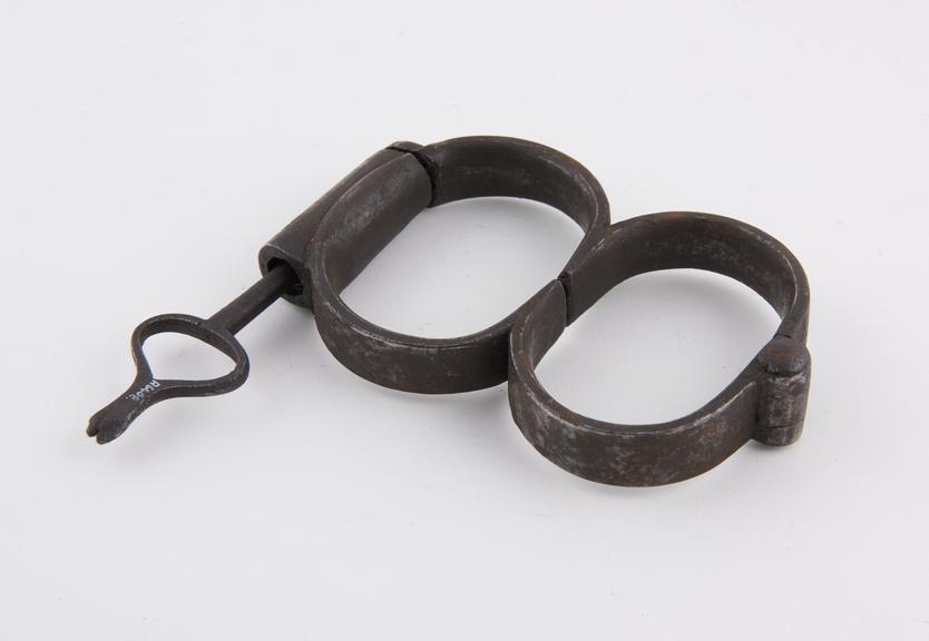 Handcuffs, iron, probably English, 1820-1870