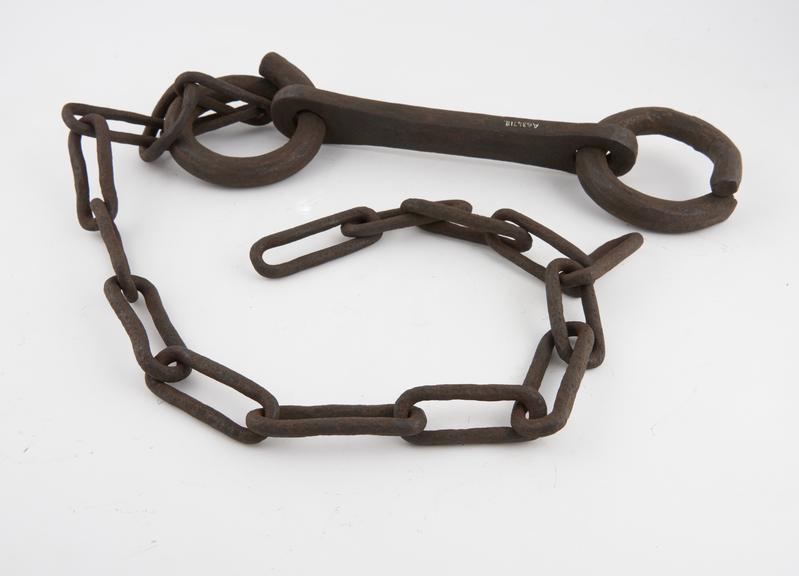 Iron manacle with chain, probably English