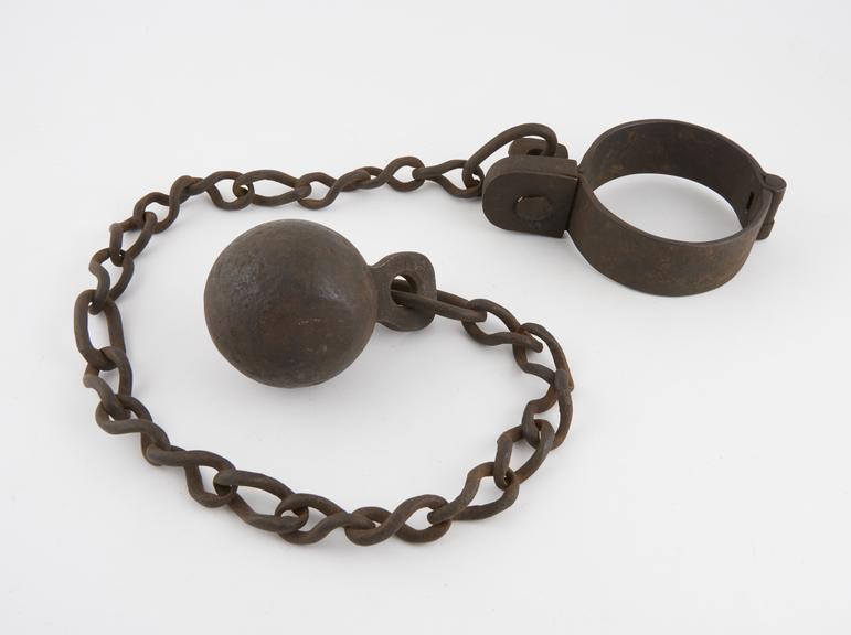 Prisoner's manacle with ball and chain | Science Museum Group Collection