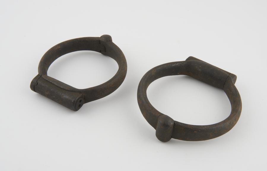 Leg irons, by Hiatt, reputedly from Dartmoor Prison, English