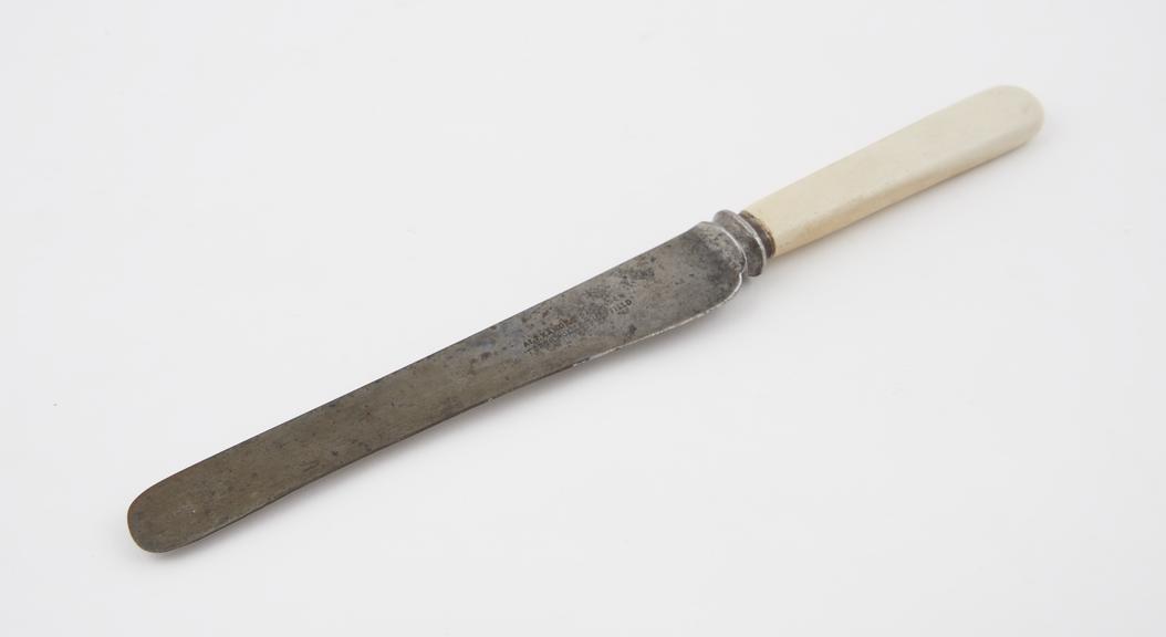 Knife with ivoride handle, manufactured by Daniel Spill