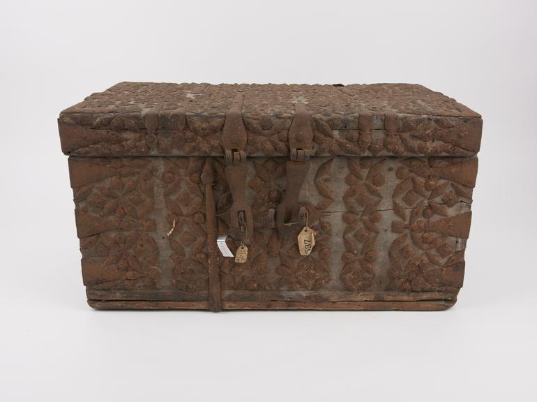 Iron bound wooden chest, 16th or 17th century