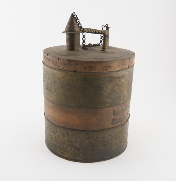 Water container, cork, with metal fittings, European