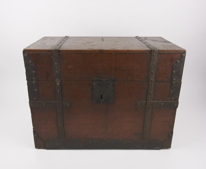 Wooden box with iron mountings, 19th century